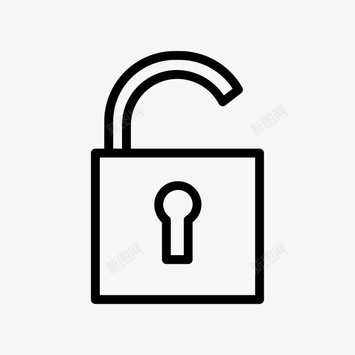 开锁基本轮廓薄图标svg_新图网 https://ixintu.com 基本轮廓薄 开锁