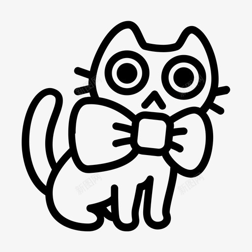 领结猫卡瓦伊图标svg_新图网 https://ixintu.com 动物 卡瓦伊 宠物 小猫 猫 领结