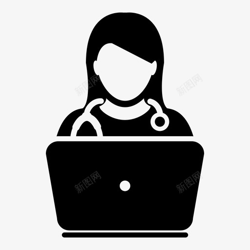医生咨询医院图标svg_新图网 https://ixintu.com 医生 医疗矢量图标 医院 听诊器 咨询 女医生 支持 笔记本电脑