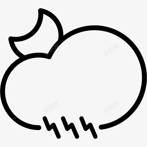 月亮云雷雨天气图标svg_新图网 https://ixintu.com 天气 天气2 月亮云雷 雨