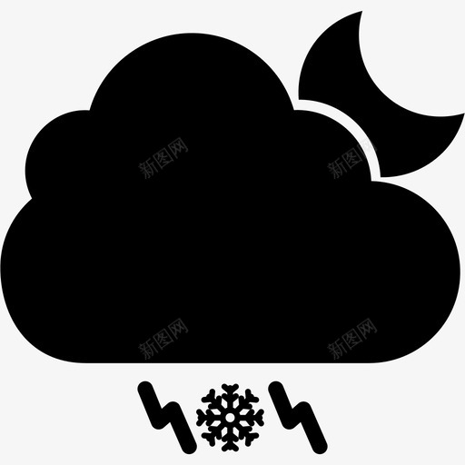 雪雷多云月雪雷阴月天气晴朗图标svg_新图网 https://ixintu.com 天气晴朗 雪雷多云月 雪雷阴月