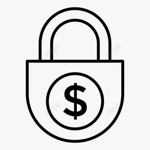美元货币金融图标svg_新图网 https://ixintu.com 保护 安全细线图标 美元 货币 金融 锁定
