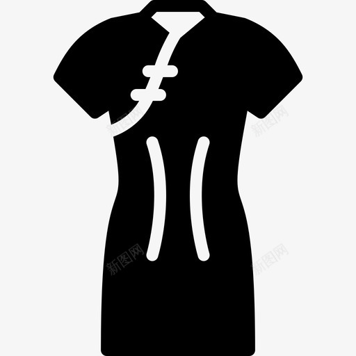旗袍连衣裙服装女式图标svg_新图网 https://ixintu.com 女式 女式服装 旗袍连衣裙 服装