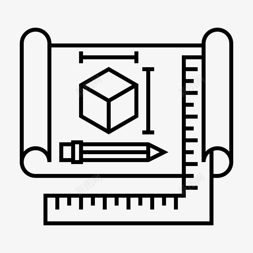 蓝图三维图标svg_新图网 https://ixintu.com 三维 三维打印 尺寸 平面 蓝图 设计
