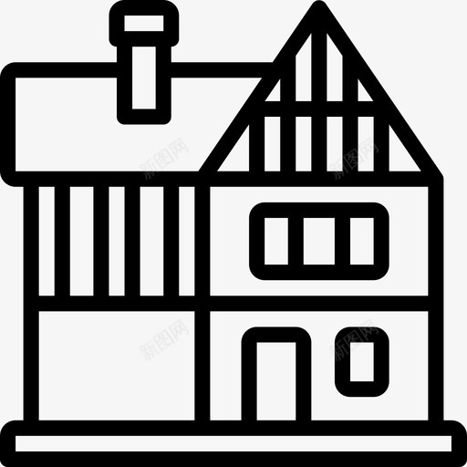 都铎王朝建筑传统图标svg_新图网 https://ixintu.com 传统 建筑 建筑轮廓 都铎王朝