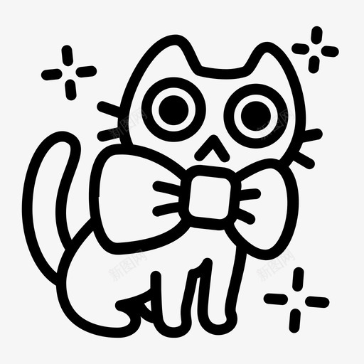 领结猫可爱图标svg_新图网 https://ixintu.com 丝带 动物 可爱 小猫 猫 领结