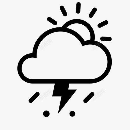 雷阵雨伴有冰雹(白天)svg_新图网 https://ixintu.com 雷阵雨伴有冰雹(白天)