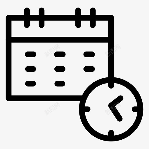 日历约会时钟图标svg_新图网 https://ixintu.com 任务 日历 日程表 时钟 时间 物流配送线图标 约会