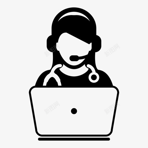 医生咨询医院图标svg_新图网 https://ixintu.com 医生 医疗矢量图标 医院 听诊器 咨询 在线 女医生 支持