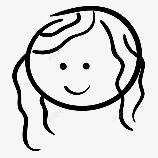 女孩婴儿脸图标svg_新图网 https://ixintu.com 人 女孩 婴儿 微笑 手绘 脸