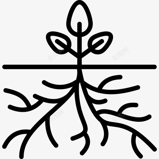 根生长发芽图标svg_新图网 https://ixintu.com 发芽 树 根 植物 生长