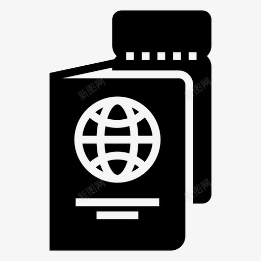 护照和机票登记入住假期图标svg_新图网 https://ixintu.com 假期 夏季 护照和机票 旅行 旅行标志 登记入住