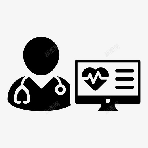 医生会诊心脏图标svg_新图网 https://ixintu.com 会诊 医生 医生向量图标 医疗 听诊器 心脏 报告 监护仪