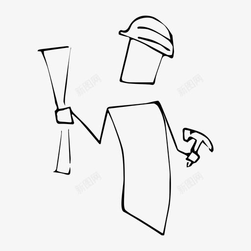 建筑工人锤子头盔图标svg_新图网 https://ixintu.com 头盔 工作 建筑工人 锤子