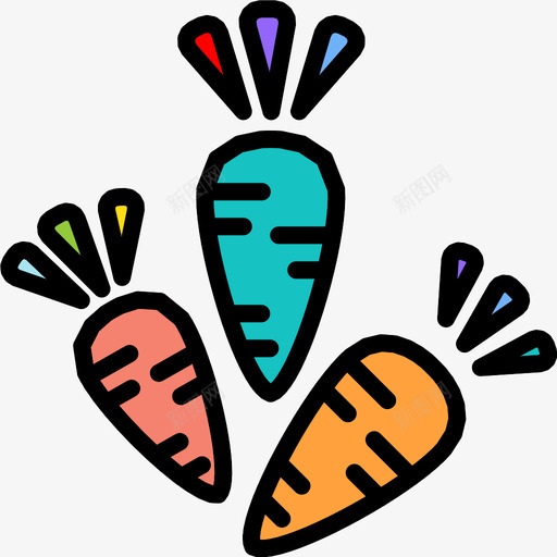 小胡萝卜吃食物图标svg_新图网 https://ixintu.com 健康 吃 小胡萝卜 维生素 蔬菜 食物