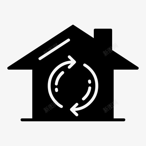 住宅回收生态家居图标svg_新图网 https://ixintu.com 住宅回收 再利用 家居 生态 自然生态固体