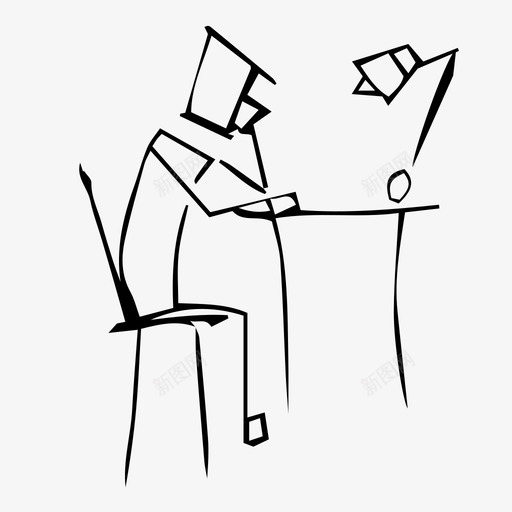 书桌工无聊灯图标svg_新图网 https://ixintu.com 书桌工 人 无聊 灯