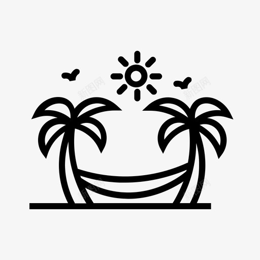 吊床秋千海滩椰树图标svg_新图网 https://ixintu.com 吊床秋千 度假 度假村 暑假 棕榈树 椰树 海滩