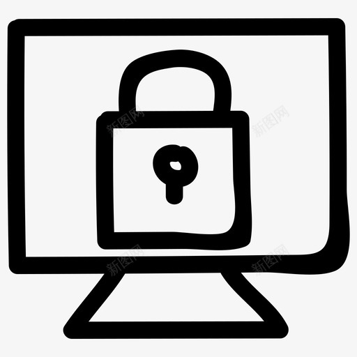 锁定计算机保护屏幕图标svg_新图网 https://ixintu.com 保护 安全 安全手绘图标第一卷 屏幕 锁定计算机