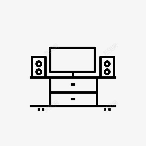 电视柜家具房间图标svg_新图网 https://ixintu.com 25线图标 家具 房间 电视柜 衣柜