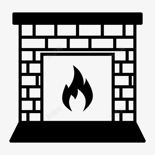 壁炉烟囱暖房图标svg_新图网 https://ixintu.com 冬天的火 圣诞老人 壁炉 暖房 烟囱