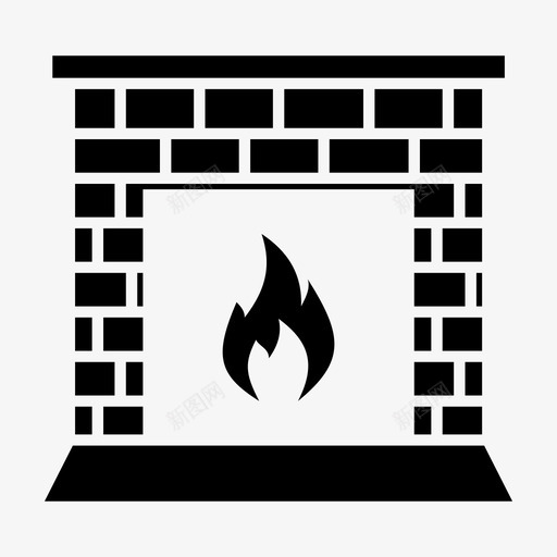 壁炉烟囱暖房图标svg_新图网 https://ixintu.com 冬天的火 圣诞老人 壁炉 暖房 烟囱