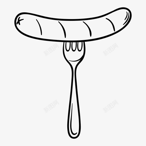 香肠食物叉子图标svg_新图网 https://ixintu.com 叉子 食物 香肠