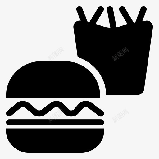 汉堡快餐法式图标svg_新图网 https://ixintu.com 快餐 汉堡 法式 薯条 酒店 食品和饮料字形图标