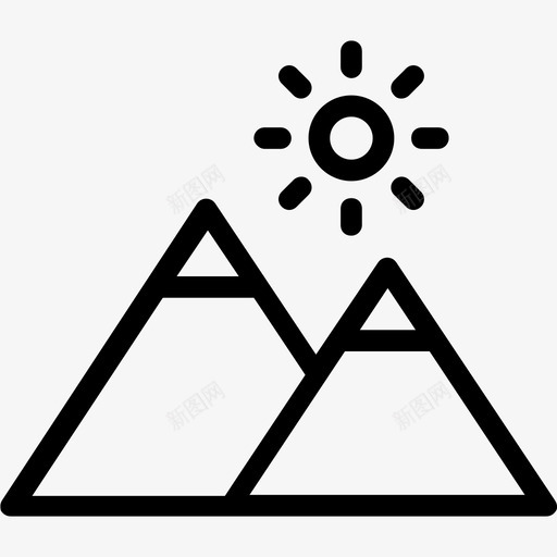 太阳山风景山日出图标svg_新图网 https://ixintu.com 太阳山 山日出 金字塔线图标 风景