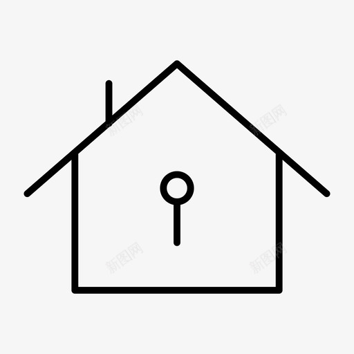 房子家锁图标svg_新图网 https://ixintu.com 保护 安全 安全细线图标第一卷 家 房子 锁