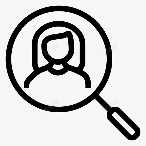 搜索用户女性个人图标svg_新图网 https://ixintu.com 个人 女性 技术 搜索用户 数据分析和数据存储线图标