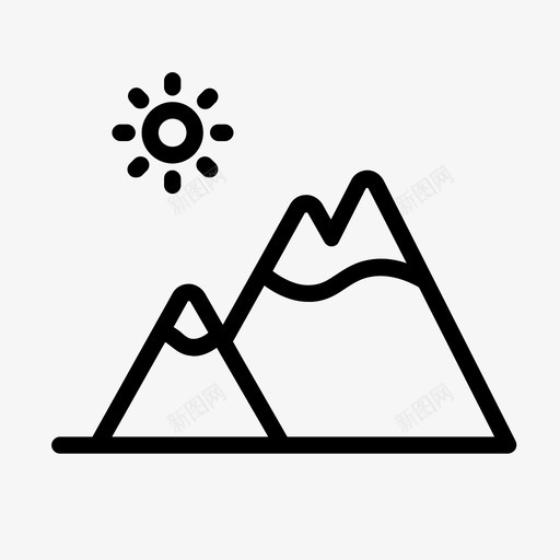 太阳山山水自然图标svg_新图网 https://ixintu.com 太阳山 山峰 山水 山水自然 自然
