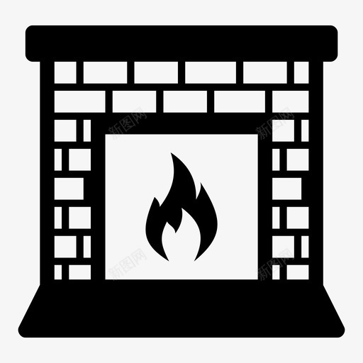 壁炉烟囱暖房图标svg_新图网 https://ixintu.com 冬天的火 圣诞老人 壁炉 暖房 烟囱