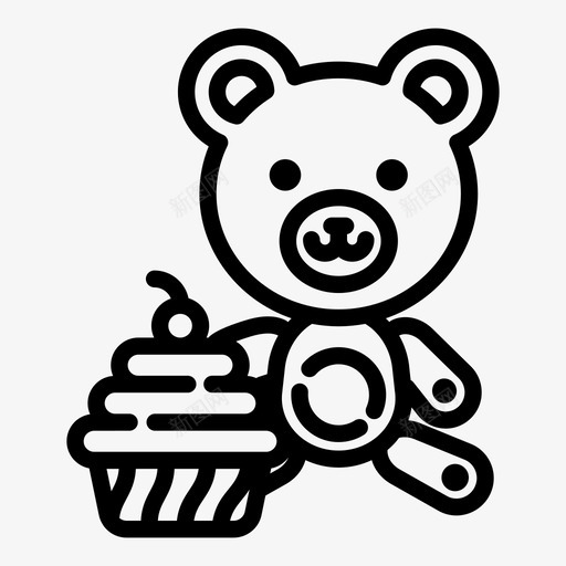 泰迪熊生日蛋糕图标svg_新图网 https://ixintu.com 泰迪熊 玩具 生日 蛋糕