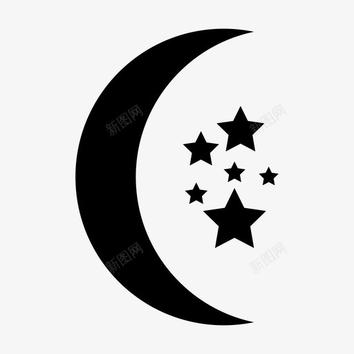 月亮有星星天文梦图标svg_新图网 https://ixintu.com 天文 月亮有星星 梦 睡眠 自然