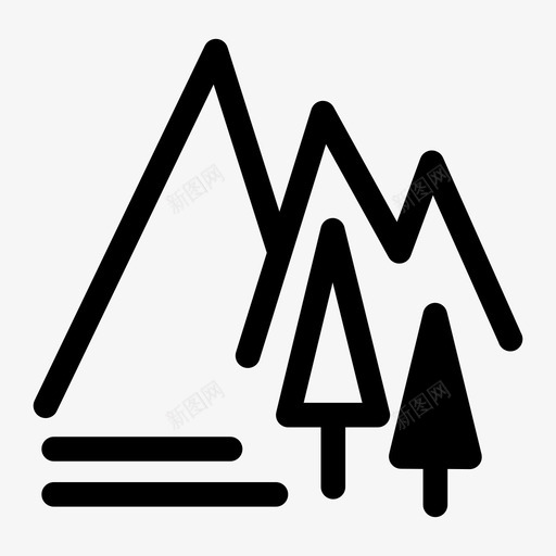 山林河山水自然图标svg_新图网 https://ixintu.com 山林河 山水 松树 树木 自然