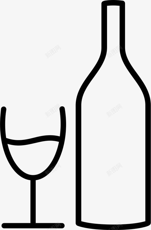 酒瓶带酒杯图标svg_新图网 https://ixintu.com 带酒杯 酒瓶