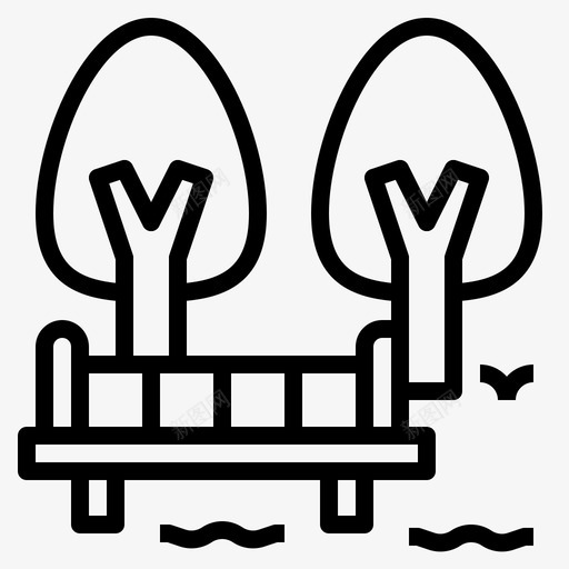 公园长凳生态图标svg_新图网 https://ixintu.com 公园 地标 树木 生态 自然 长凳
