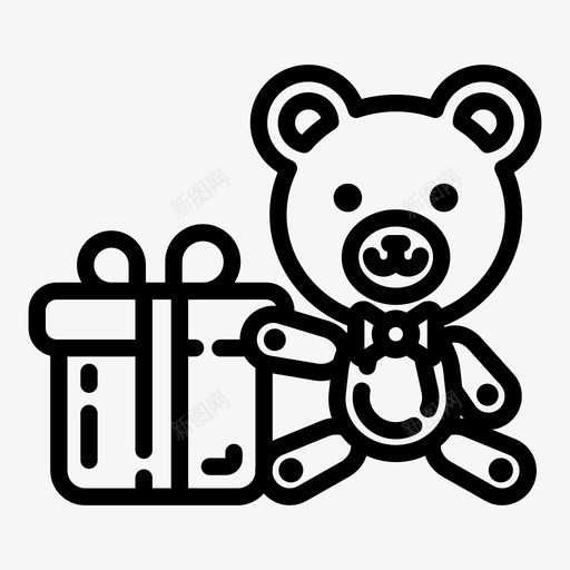 泰迪熊圣诞节礼物图标svg_新图网 https://ixintu.com 圣诞节 泰迪熊 玩具 礼物