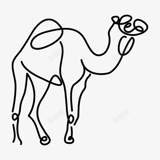 骆驼动物手绘图标svg_新图网 https://ixintu.com 动物 动物画 单线 手绘 骆驼