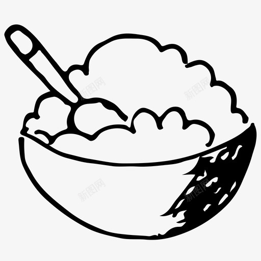 粥早餐食物图标svg_新图网 https://ixintu.com 早餐 米饭 粥 素描 食物