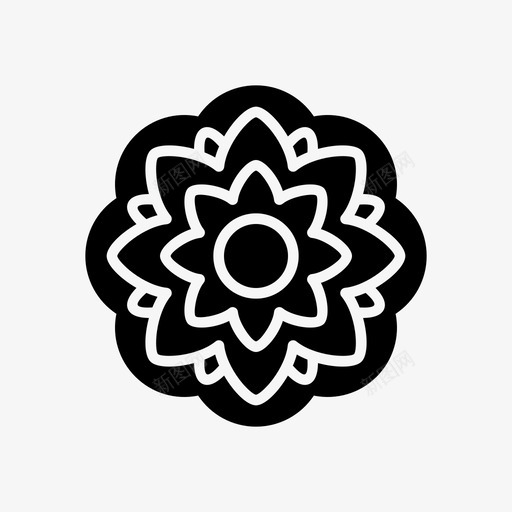 月饼节花图标svg_新图网 https://ixintu.com 中秋 月饼 节 花 装饰品 雕刻中秋节