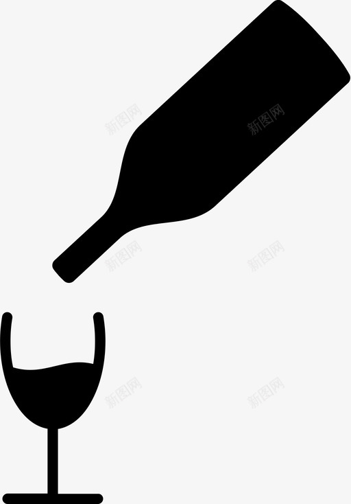 带瓶酒杯图标svg_新图网 https://ixintu.com 带瓶酒杯