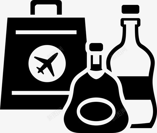 免税购物机场酒类图标svg_新图网 https://ixintu.com 交通工具 免税购物 机场 购物袋 酒类