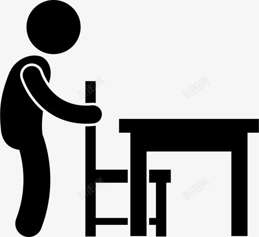 学生布置桌椅布置儿童图标svg_新图网 https://ixintu.com 儿童 学生在课堂上的职责 学生布置桌椅 布置 教室 整洁