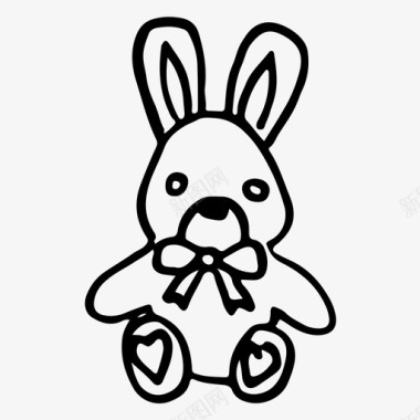 玩具兔子手绘素描图标图标