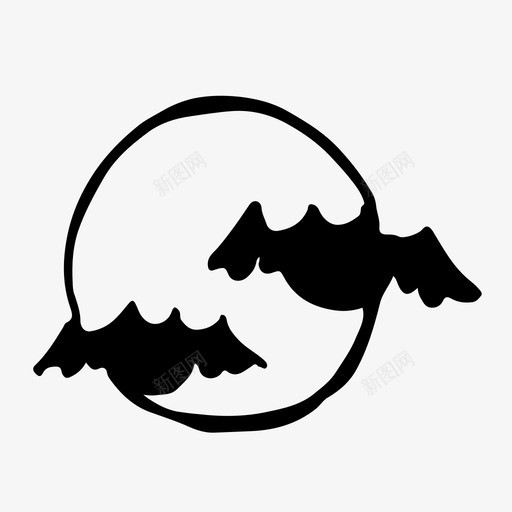 万圣节月亮蝙蝠恐怖图标svg_新图网 https://ixintu.com 万圣节月亮 恐怖 粗略的图标 蝙蝠