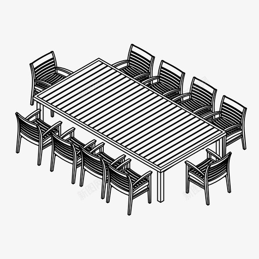 花园桌椅子餐厅图标svg_新图网 https://ixintu.com 户外 户外家具 椅子 花园桌 餐厅