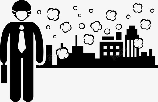 烟雾空气污染城市图标svg_新图网 https://ixintu.com 全球变暖温室效应 城市 烟雾 空气污染 雾霾