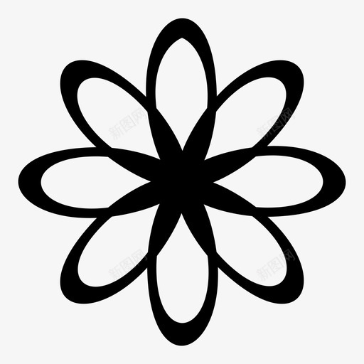 原子花图案图标svg_新图网 https://ixintu.com 原子 图案 符号 花